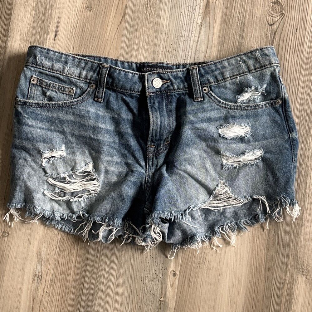 Lucky Brand Medium Wash Cutoff Shorts Distressed Denim Jena Shorts Size 8